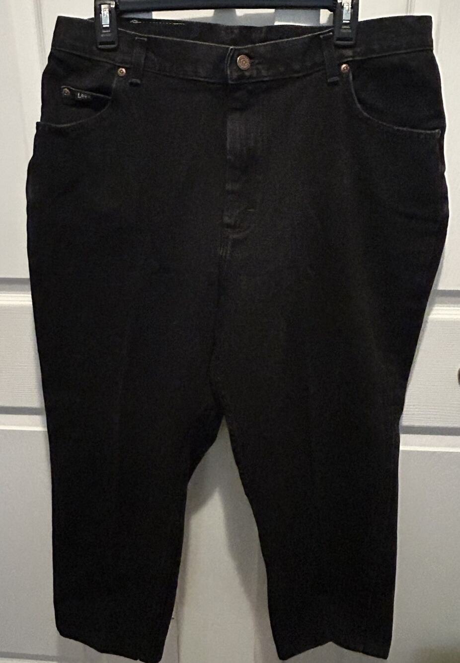 Lee Jeans Size 18P Relaxed Fit Petite Womens Dark Wash Black 100% Cotton